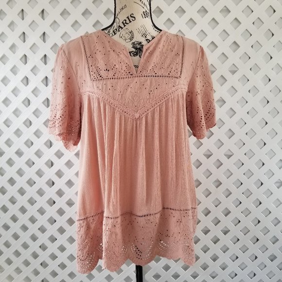 Knox Rose L Peachtree Eyelet Top NWT #7358 - Picture 1 of 11